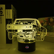 1968 Dart LED Lamp featuring the iconic Mopar Super Stock silhouette glowing in a vibrant red on a premium black base.