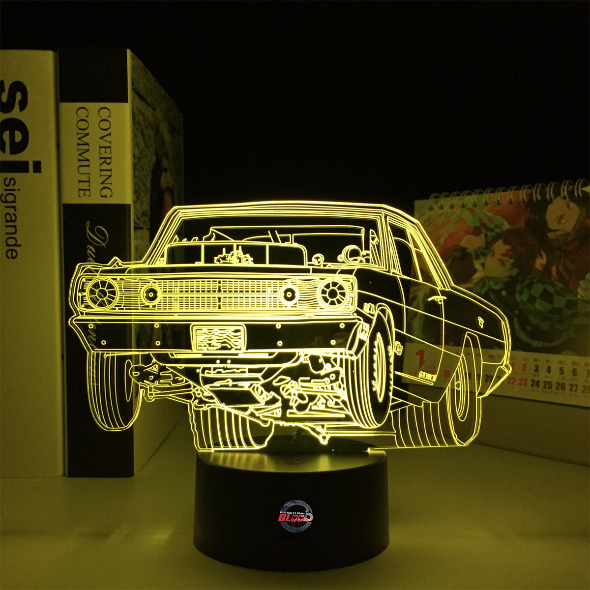 1968 Dart LED Lamp featuring the iconic Mopar Super Stock silhouette glowing in a vibrant red on a premium black base.