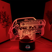 1969 Chevy Camaro LED Lamp featuring a classic drag racing wheels-up launch silhouette glowing in a vibrant red on a black base.