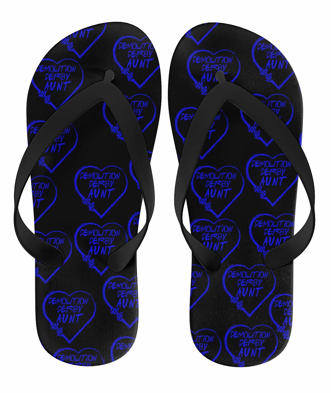 Demolition Derby Aunt Heart Flip Flops