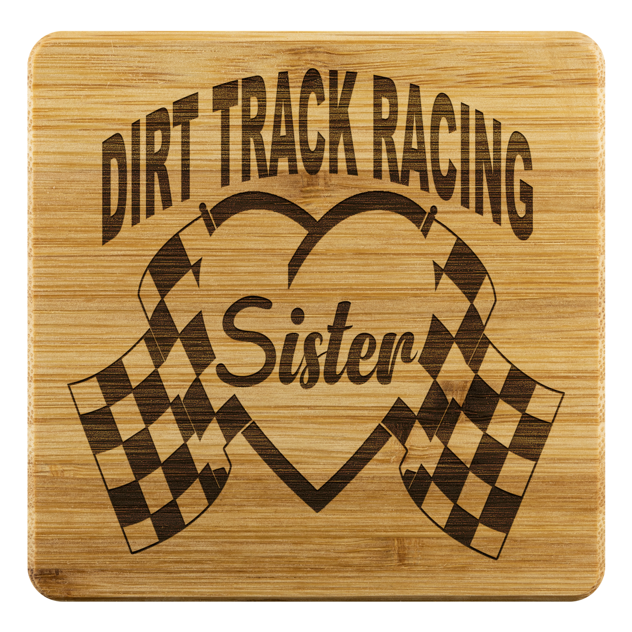 Dirt Track Racing Sister Bamboo Coaster