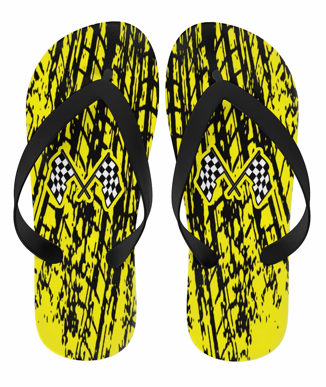 Dirt Racing Flip Flops Yellow