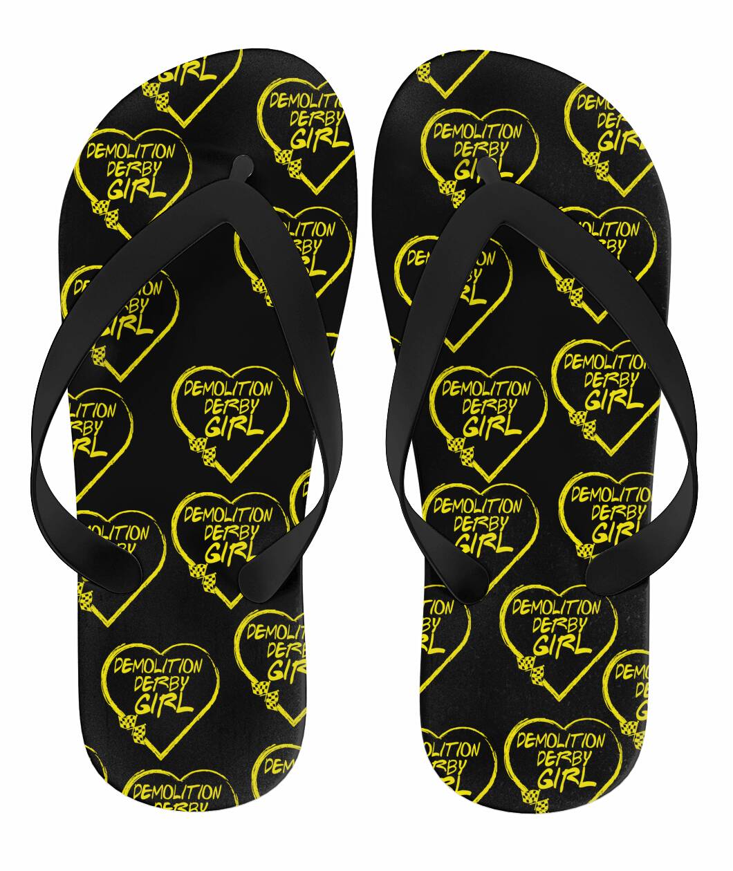 Demolition Derby Girl Heart Flip Flops