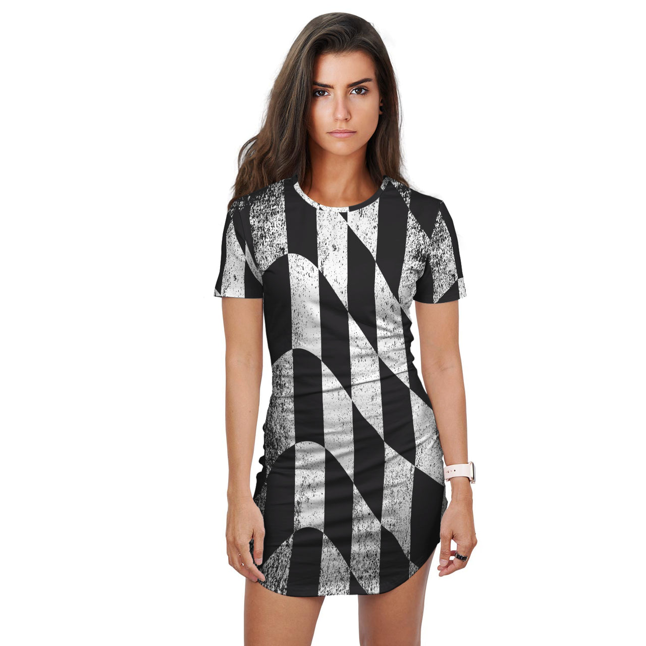 Racing Dirty Checkered T-Shirt Dress