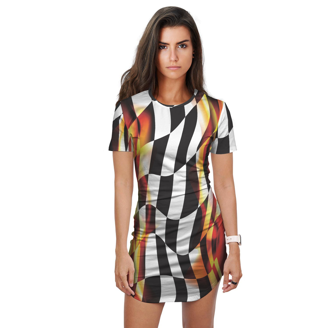 Racing Flag Of flame T-shirt Dress
