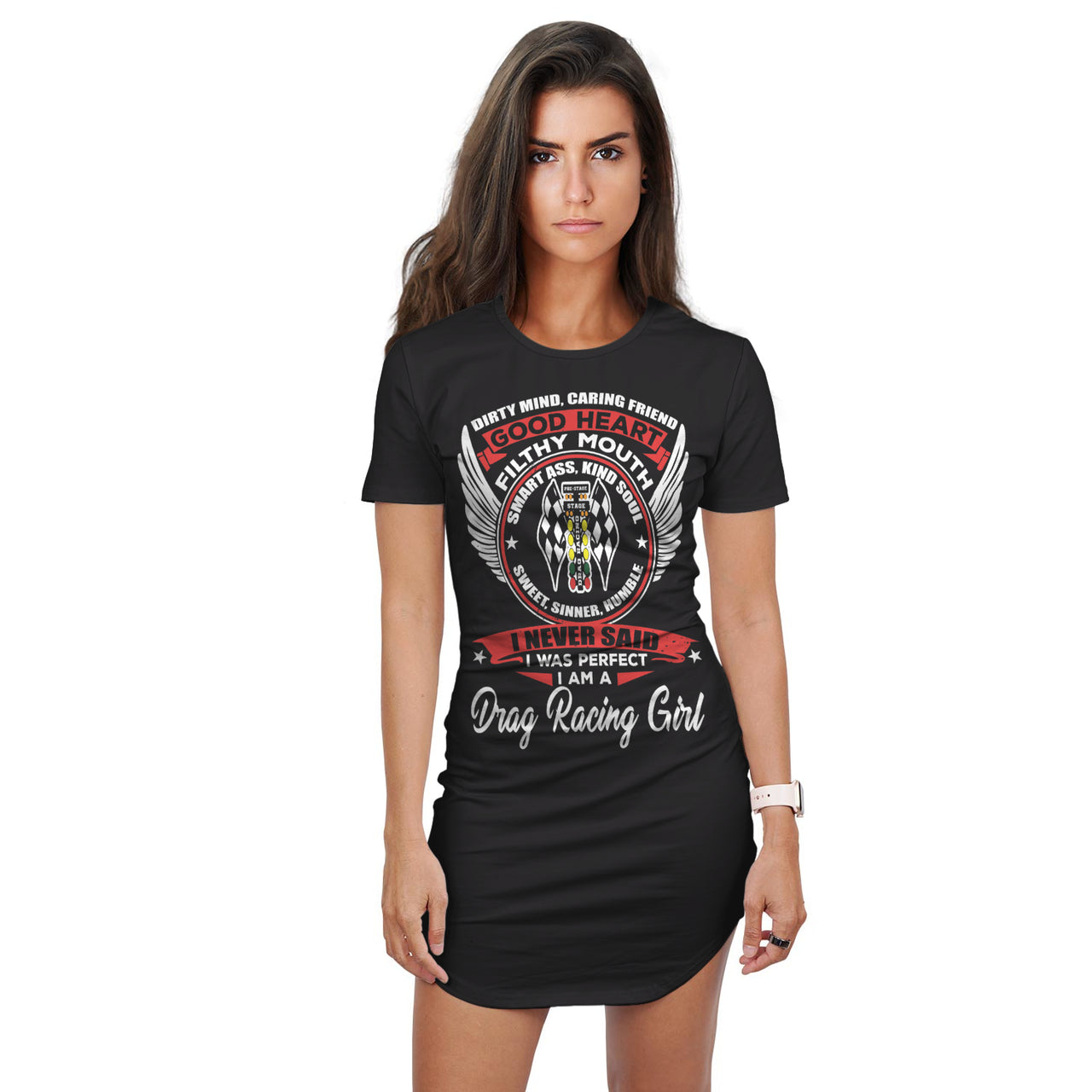 Dirty Mind Caring Friend Drag Racing T-shirt Dress