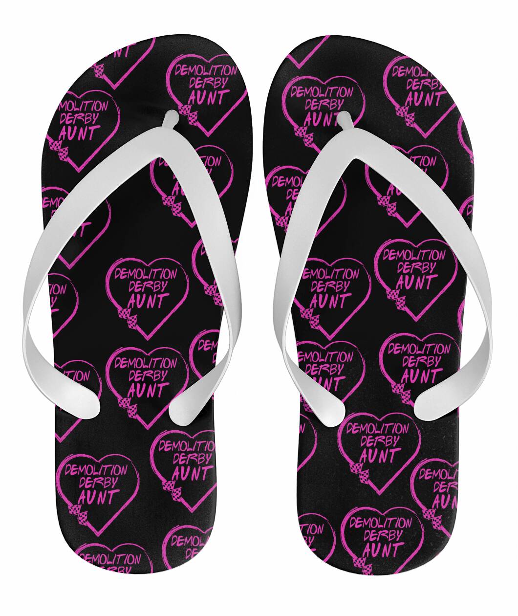 Demolition Derby Aunt Heart Flip Flops