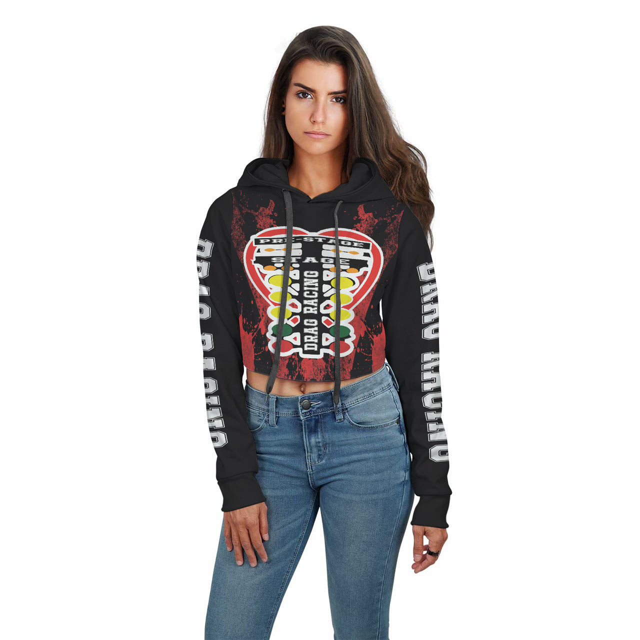 Drag Racing Crop Top Hoodie RBR