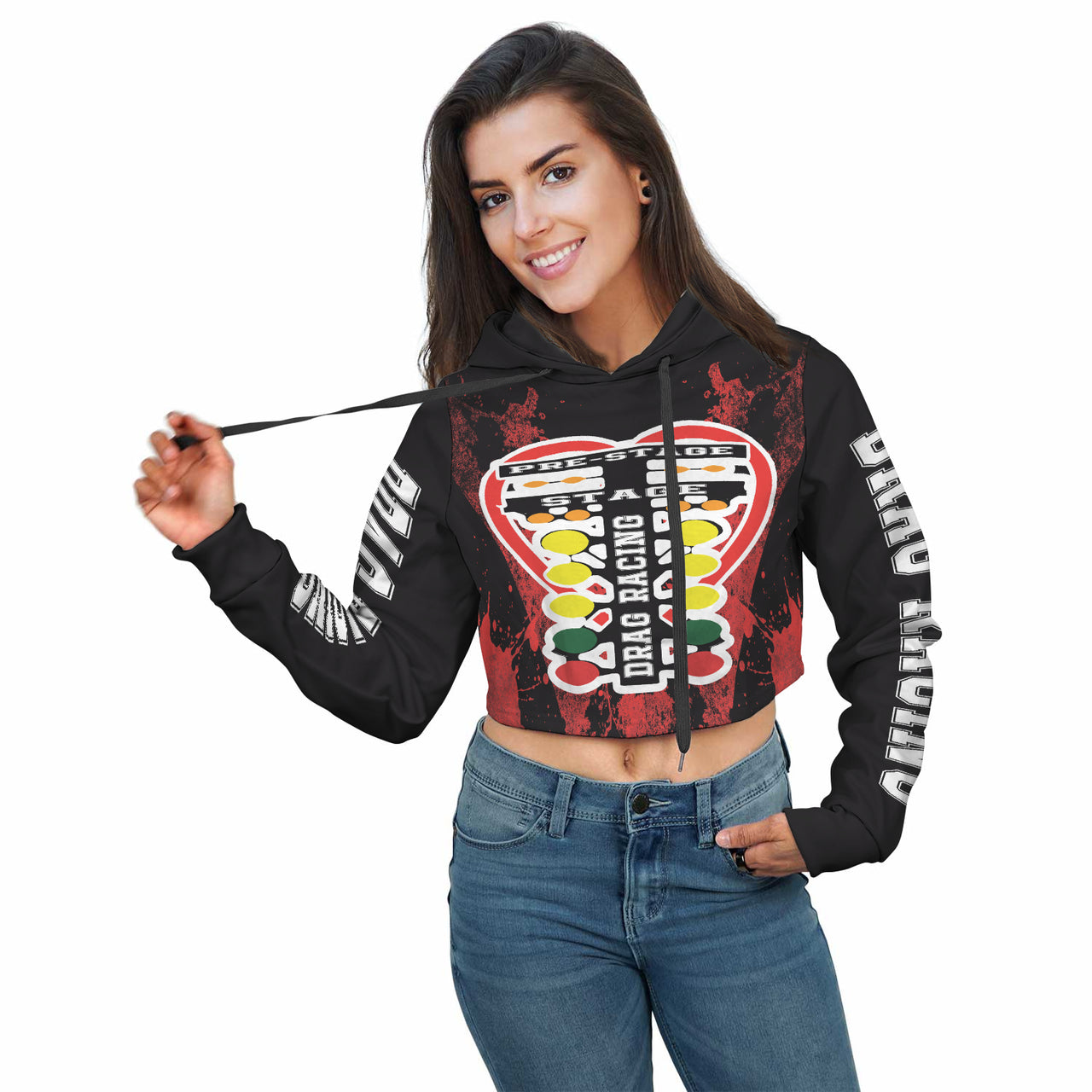 Drag Racing Crop Top Hoodie