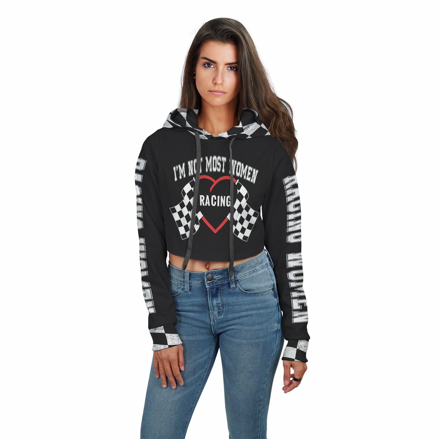 I'm Not Most Women Racing Crop Top Hoodie