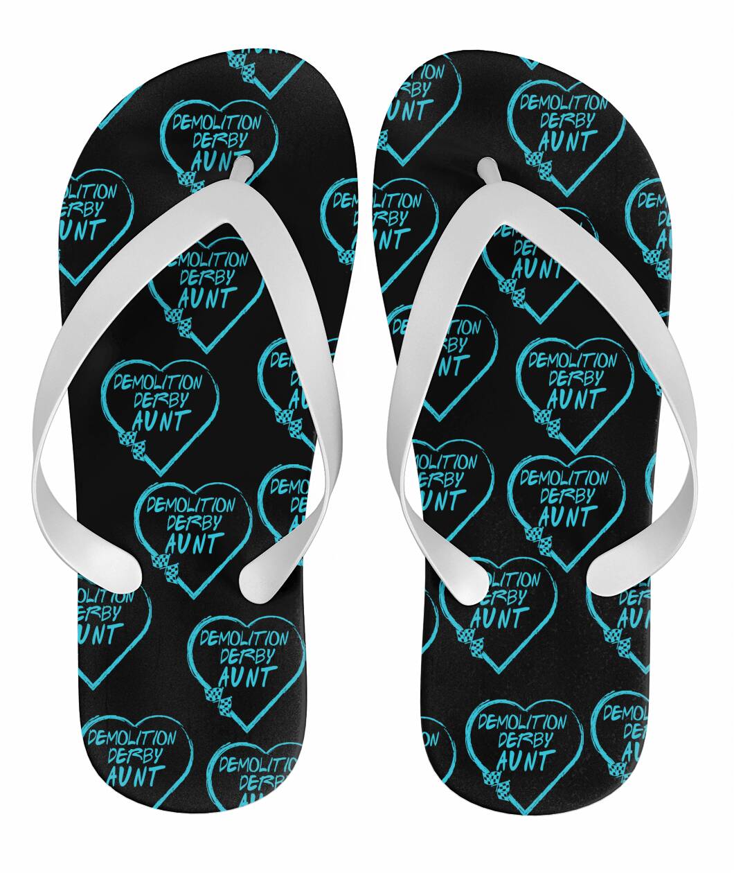 Demolition Derby Aunt Heart Flip Flops