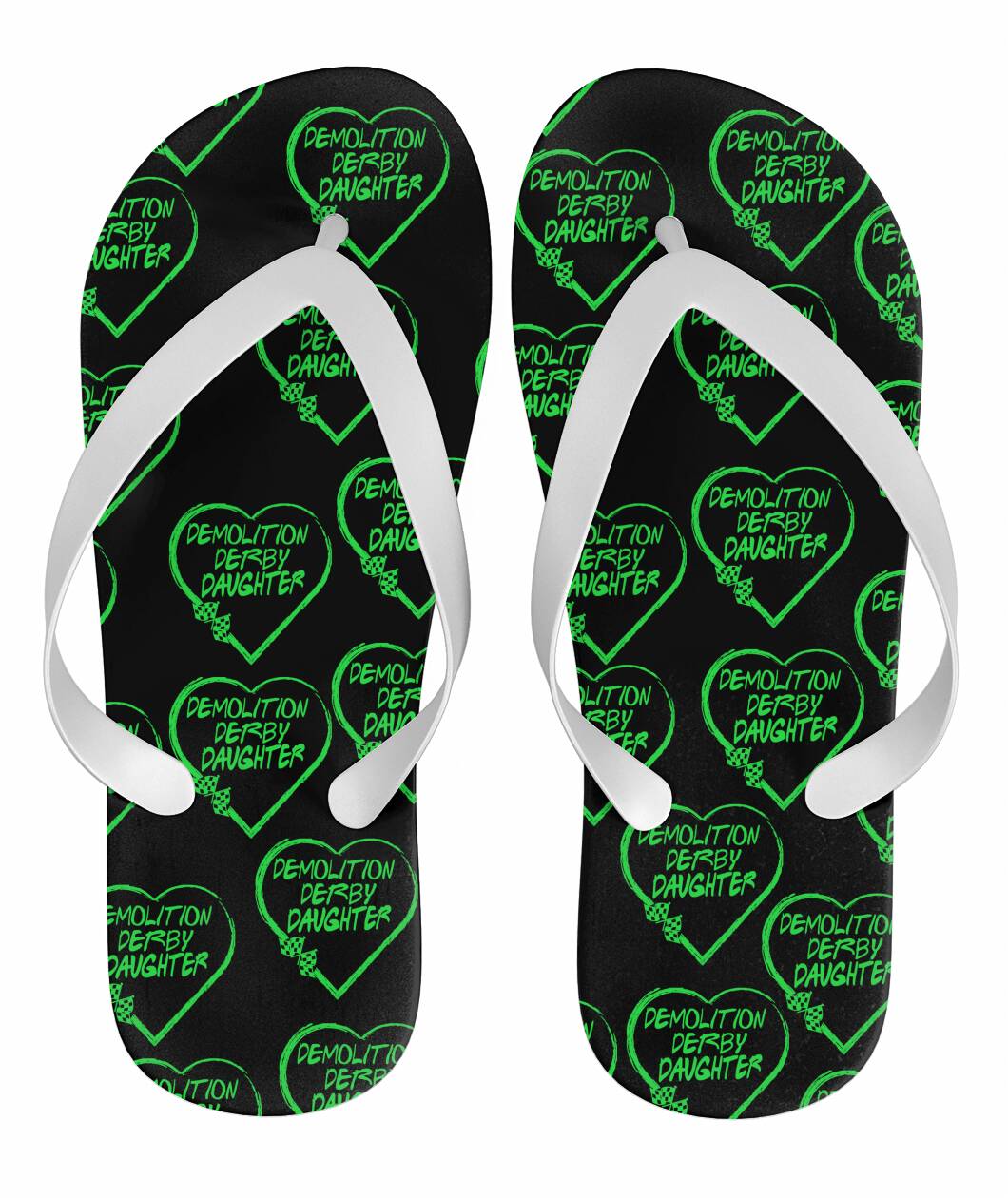 Demolition Derby Daughter Heart Flip Flops