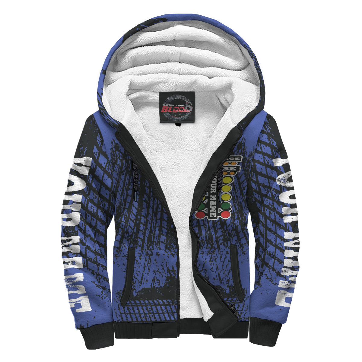 Custom Drag Racing Sherpa Jacket Blue