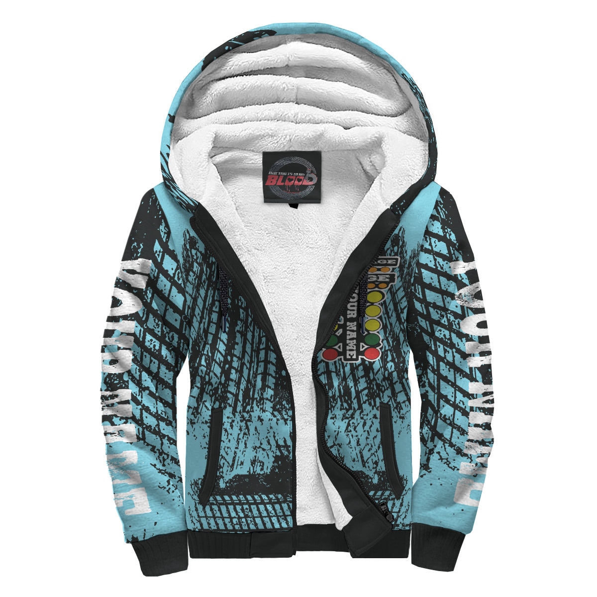 Custom Drag Racing Sherpa Jacket Carolina Blue
