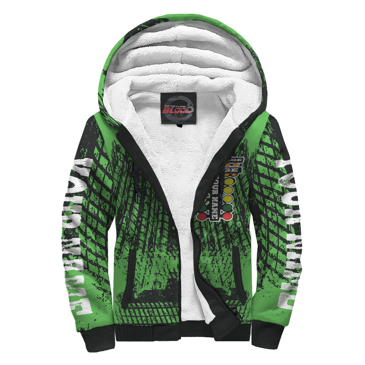 Custom Drag Racing Sherpa Jacket Green
