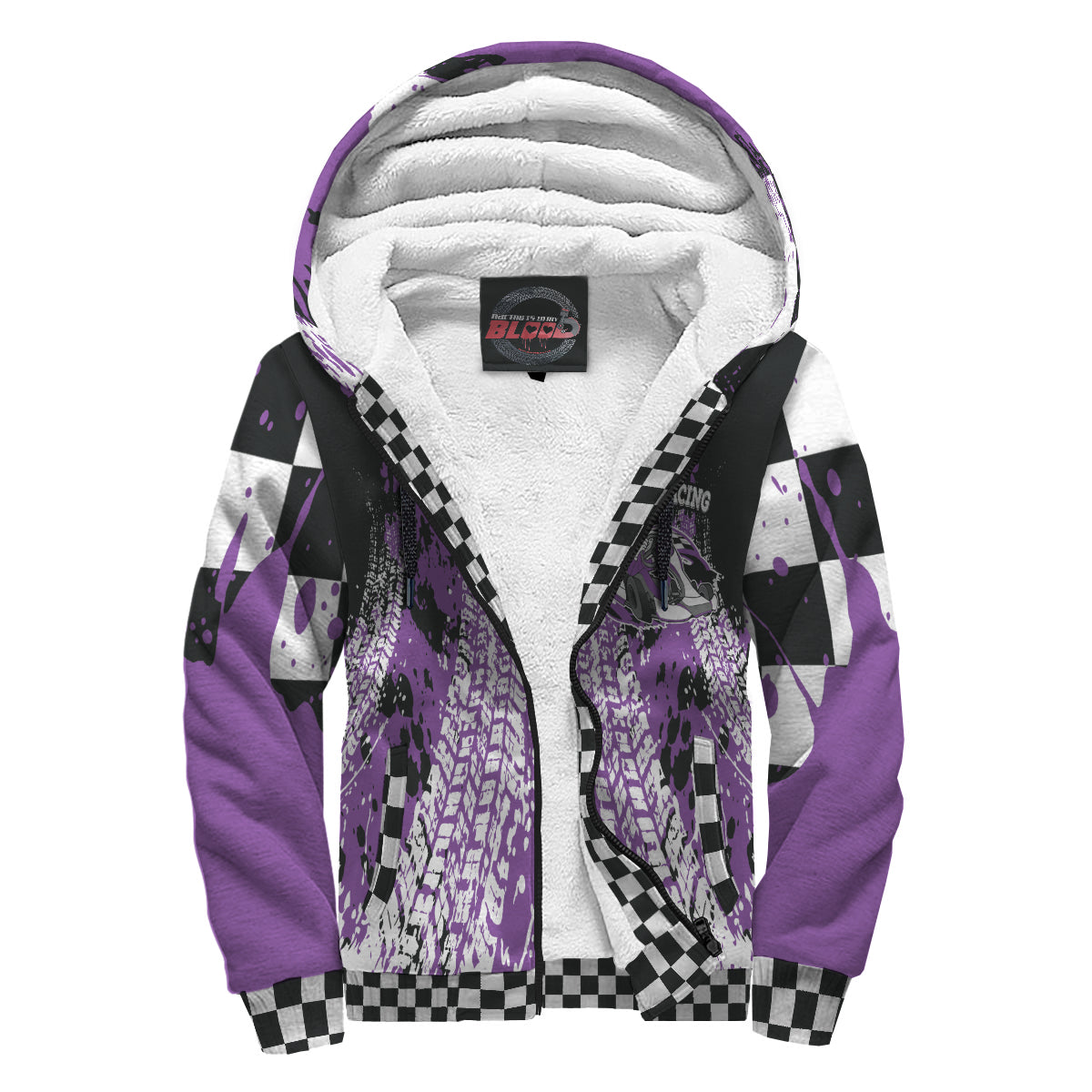 Custom Go-Kart Racing Sherpa Jacket Purple