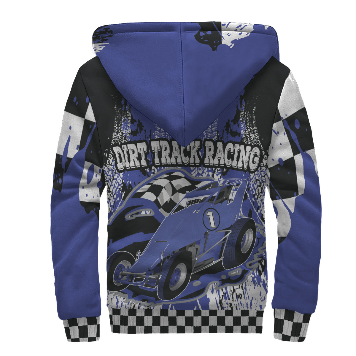 Custom Non-Wing Sprint Car Racing Sherpa Jacket Blue