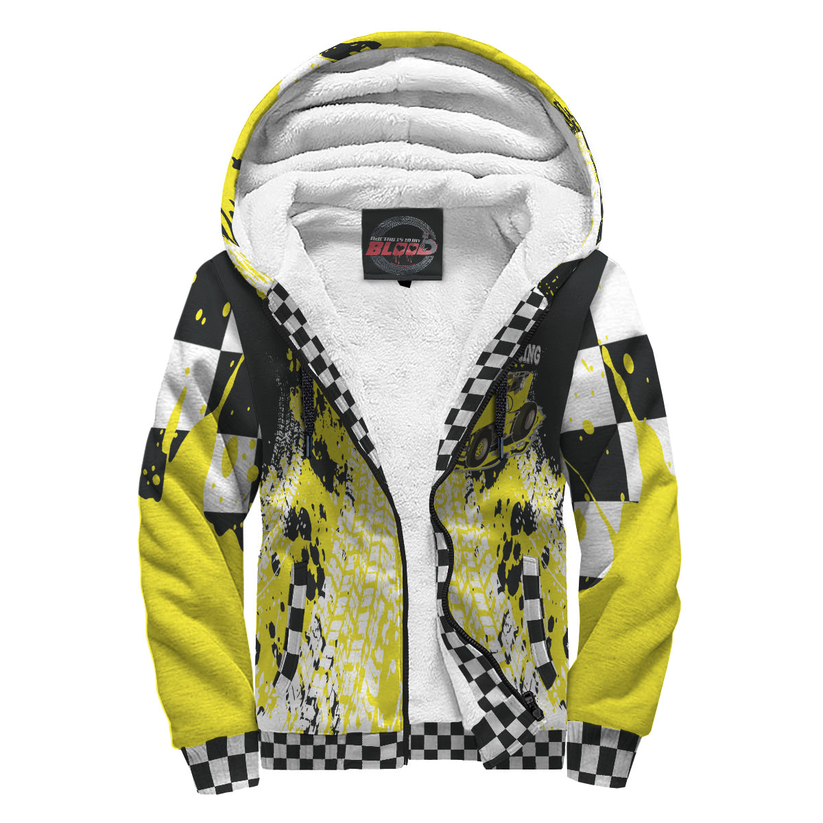 Custom Non-Wing Sprint Car Racing Sherpa Jacket Yellow