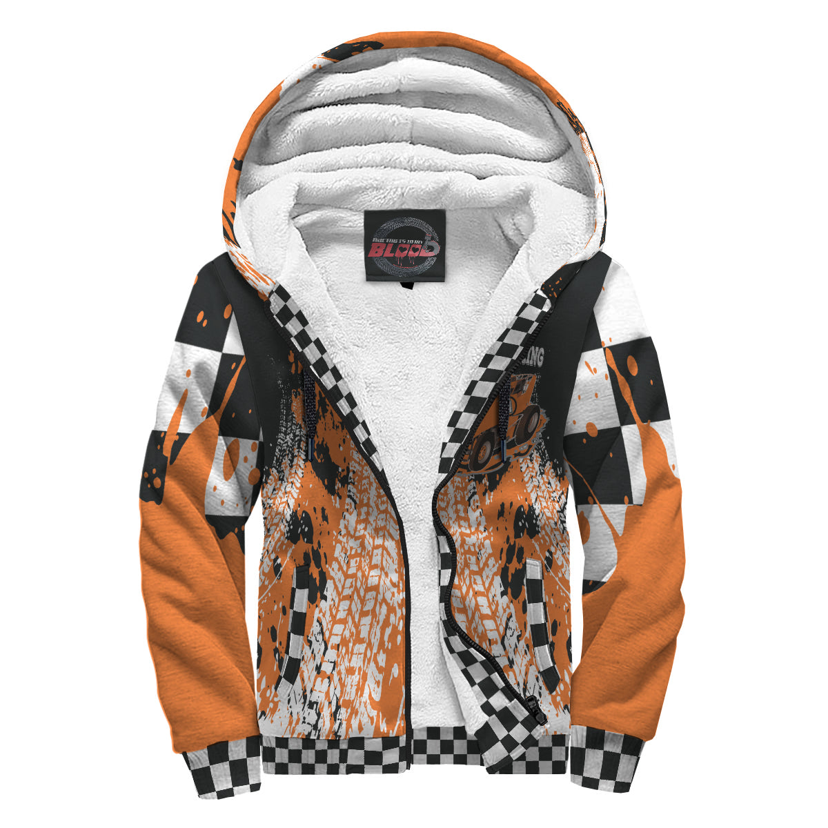 Custom Non-Wing Sprint Car Racing Sherpa Jacket Orange