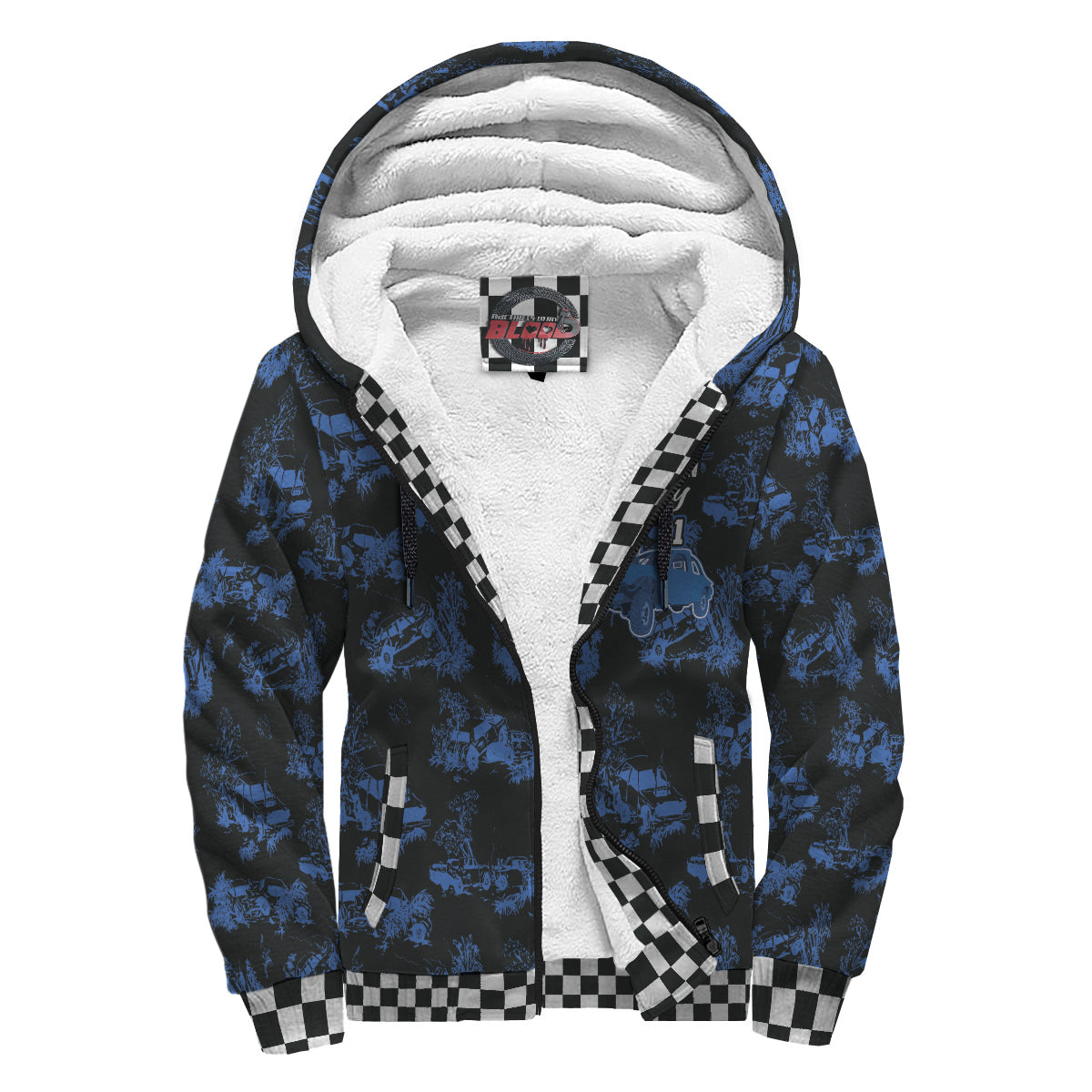 Custom Demolition Derby Sherpa Jacket Blue