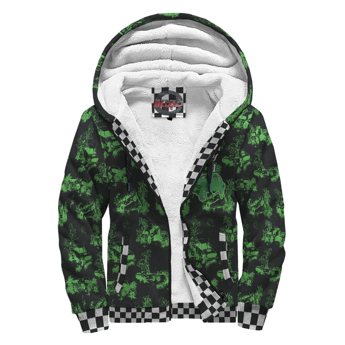 Custom Demolition Derby Sherpa Jacket Green