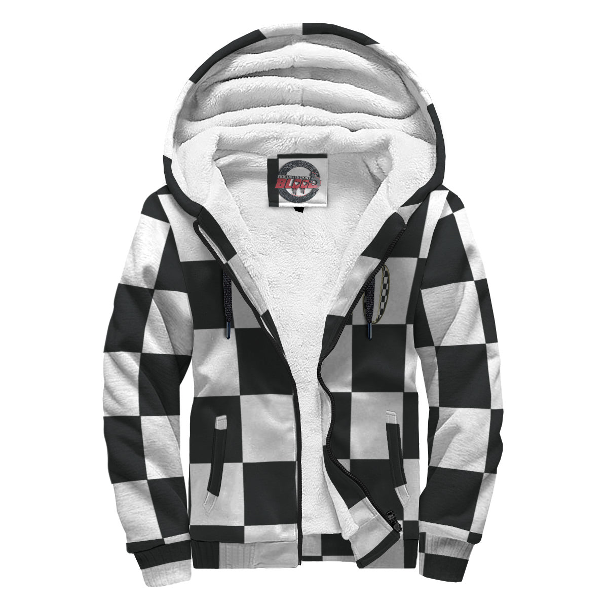 Custom racing checkered flag sherpa jacket N20
