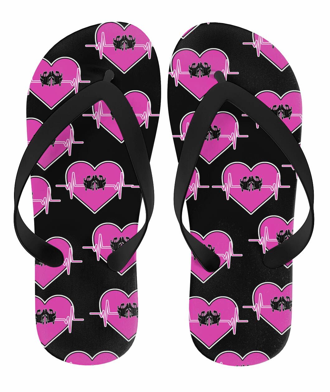 Demolition Derby Heartbeat Flip Flops