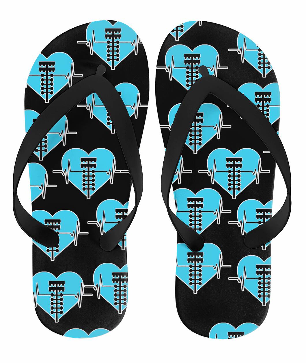 Drag Racing Heartbeat Flip Flops