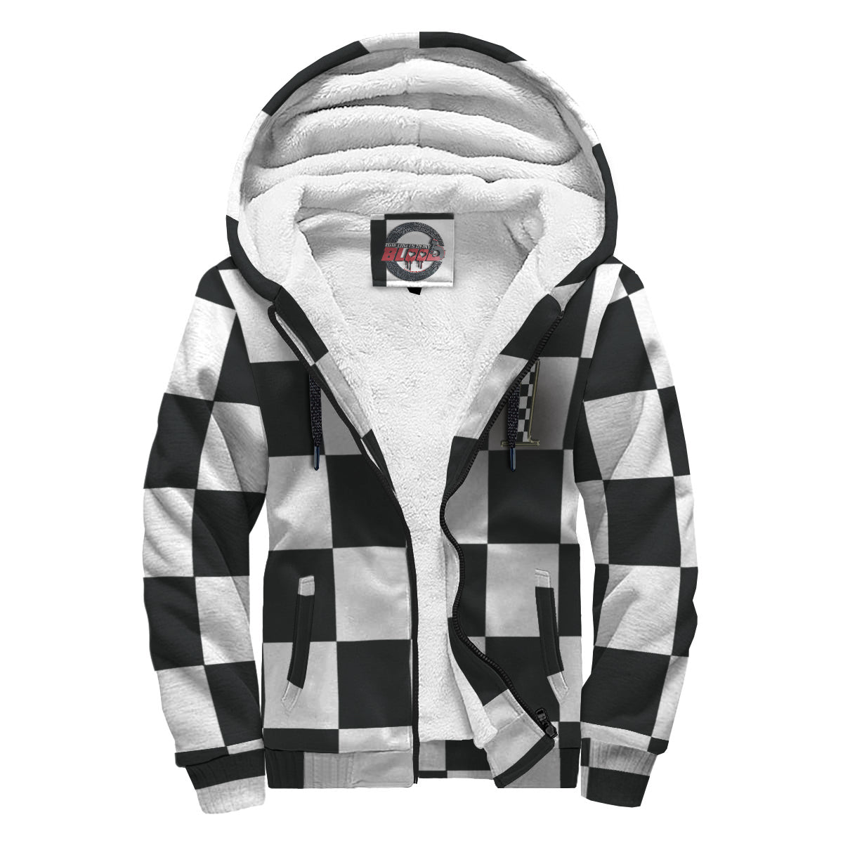 Custom racing checkered flag sherpa jacket N71
