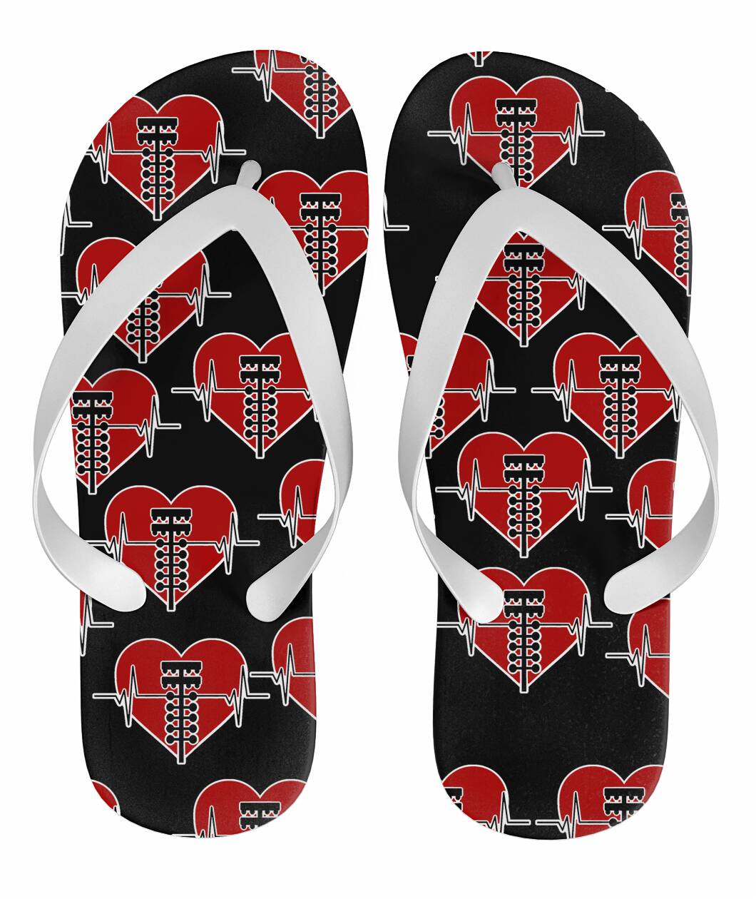 Drag Racing Heartbeat Flip Flops