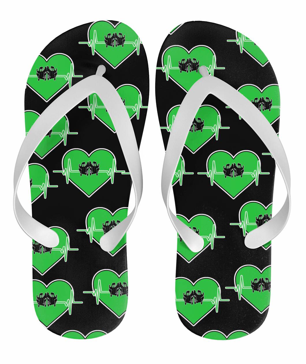 Demolition Derby Heartbeat Flip Flops