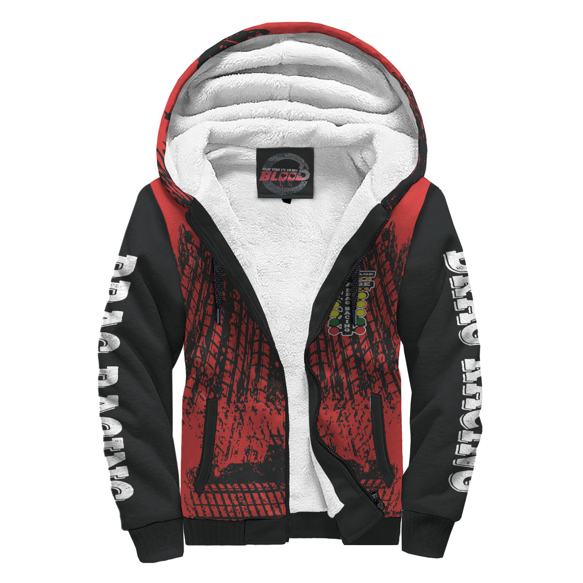 Drag Racing Sherpa Jacket Red New