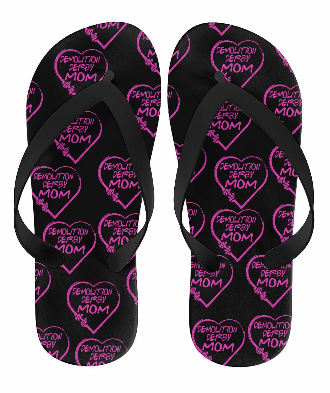 Demolition Derby Mom Heart Flip Flops