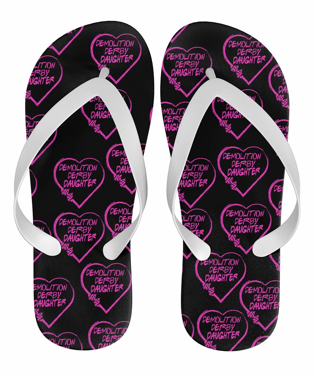 Demolition Derby Daughter Heart Flip Flops