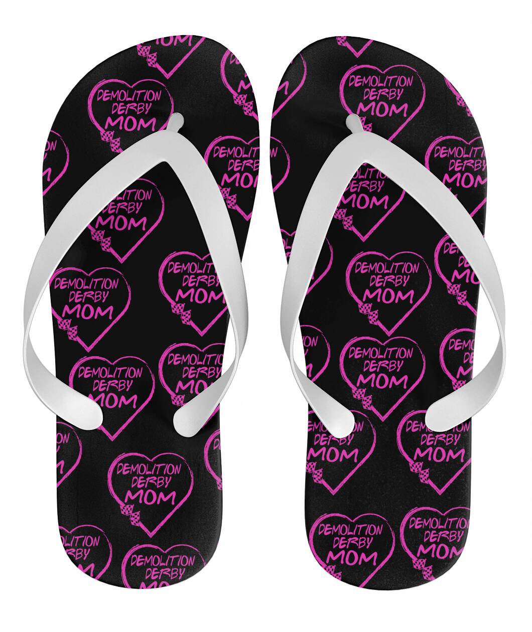 Demolition Derby Mom Heart Flip Flops