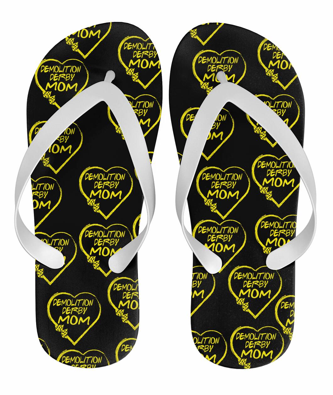 Demolition Derby Mom Heart Flip Flops