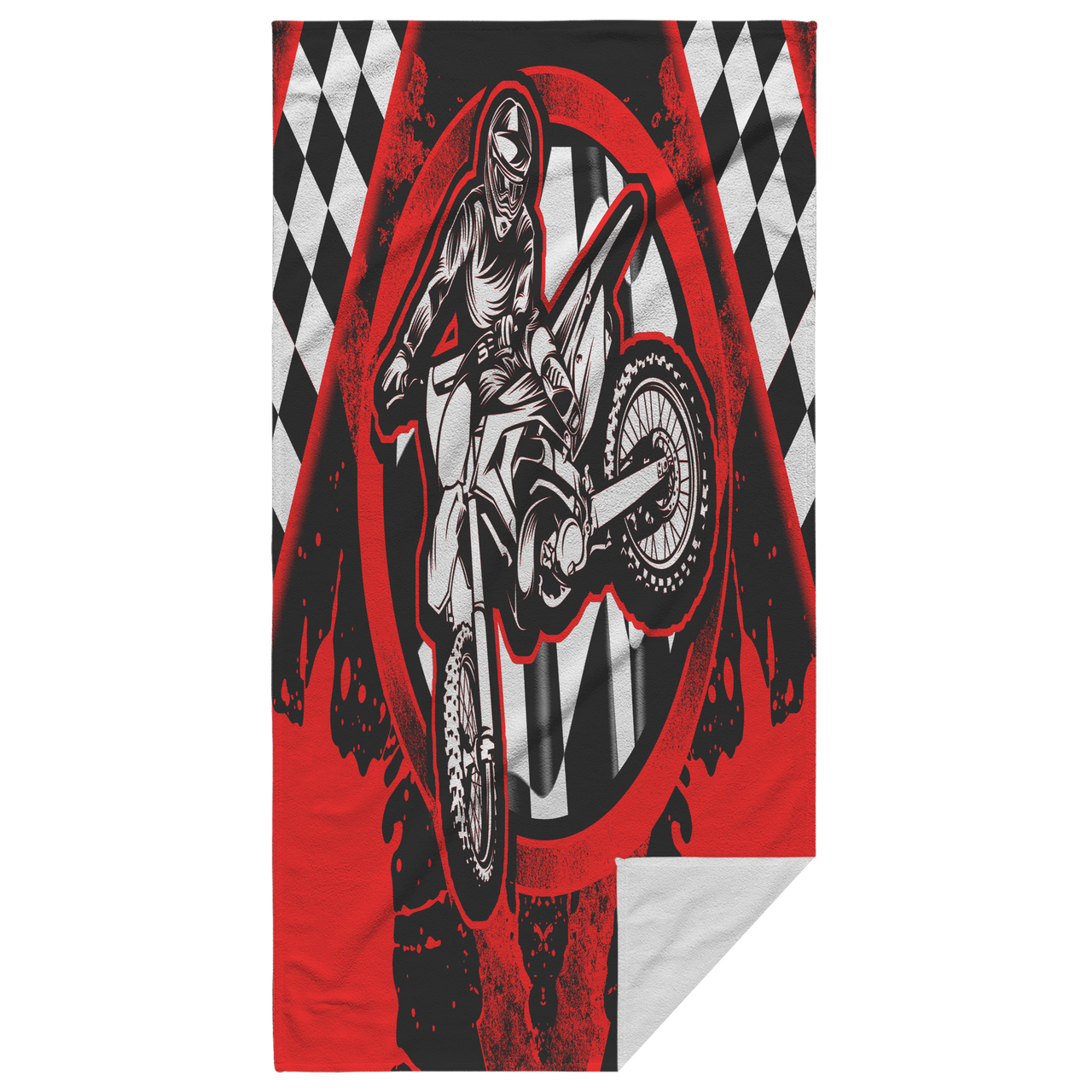 Dirt Bike Racing Beach Towel Red