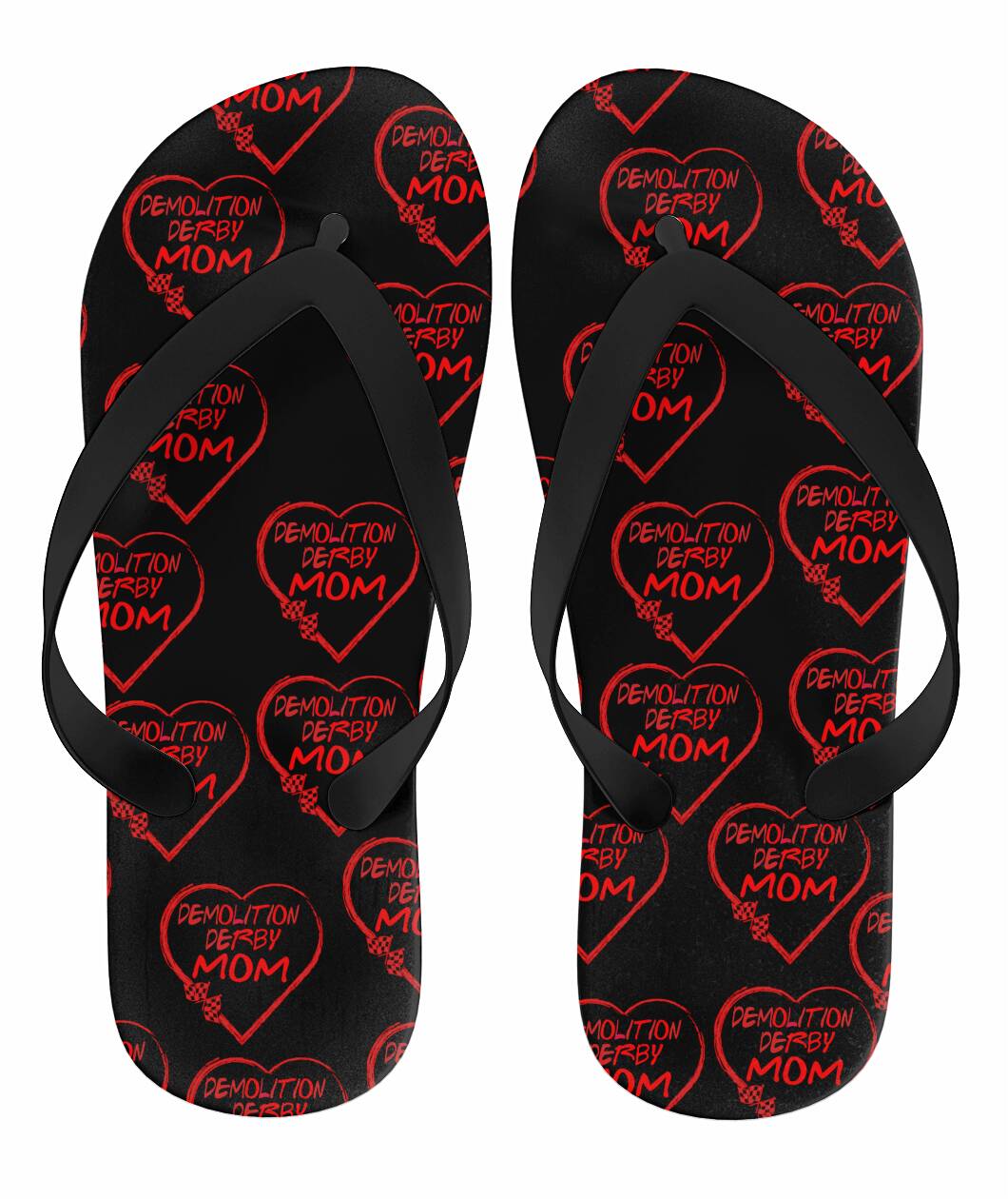 Demolition Derby Mom Heart Flip Flops