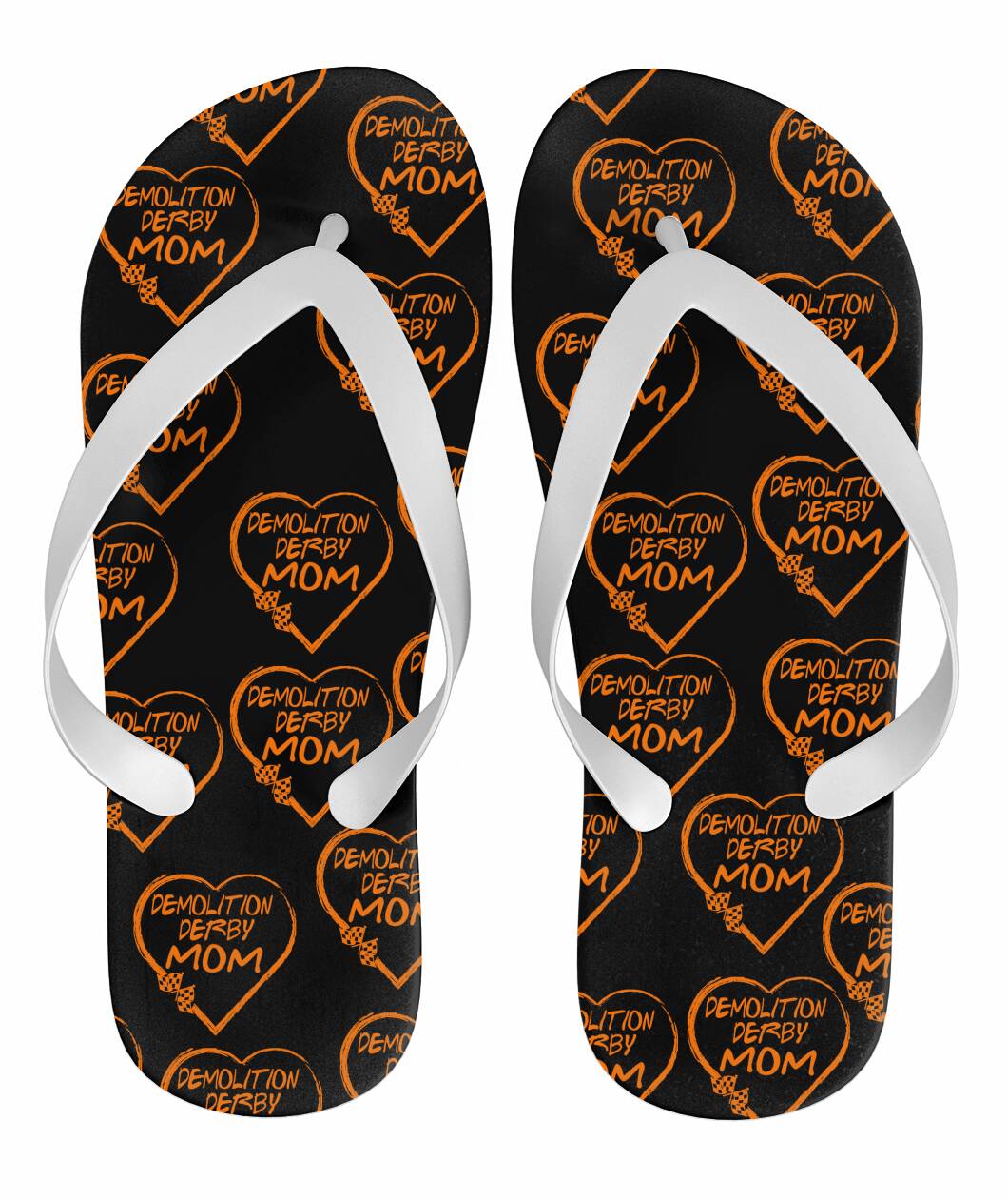 Demolition Derby Mom Heart Flip Flops