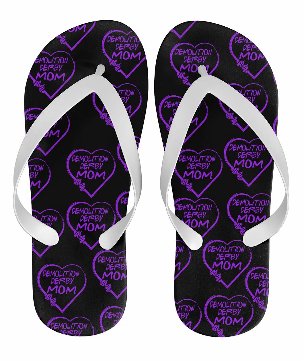 Demolition Derby Mom Heart Flip Flops