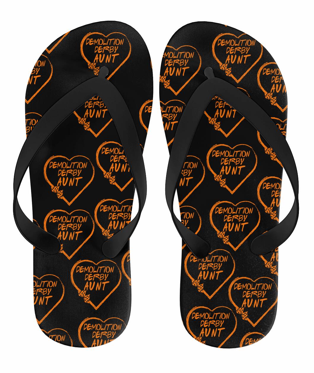 Demolition Derby Aunt Heart Flip Flops