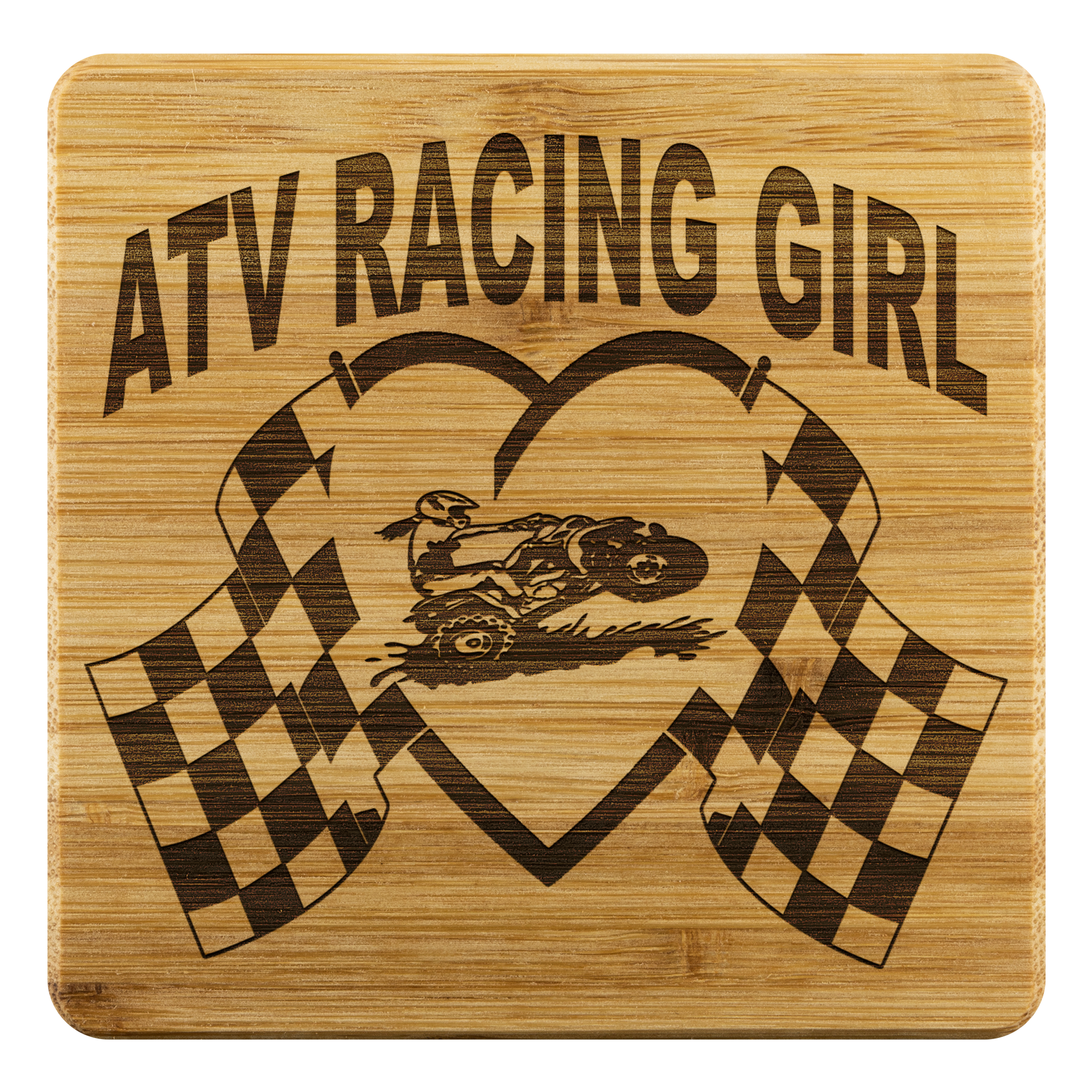 ATV Racing Girl Bamboo Coaster
