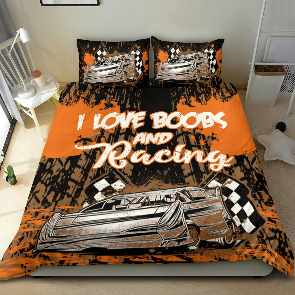 I Love Boobs And Racing Late Model Bedding Set