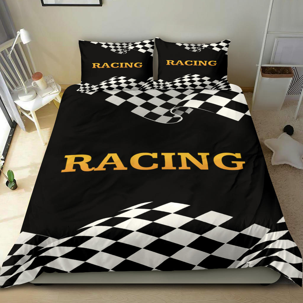 Racing checkered flag bedding set