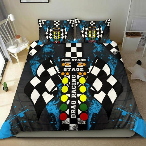 Drag Racing Carolina Blue Bedding Set