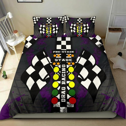 Drag Racing Purple Bedding Set