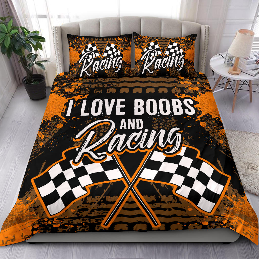 I Love Boobs And Racing Bedding Set