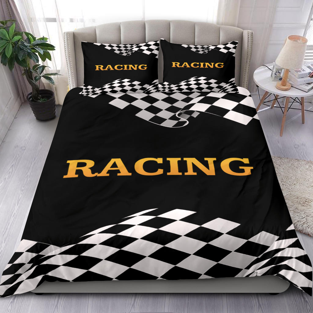 Racing checkered flag bedding set