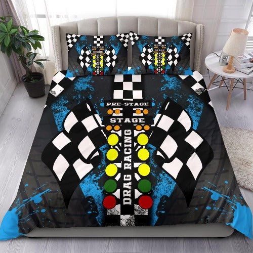 Drag Racing Carolina Blue Bedding Set