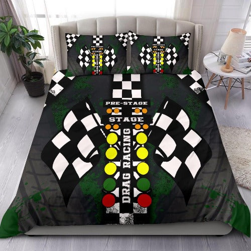 Drag Racing Green Bedding Set